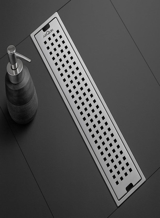 ARQUIN ARQUIN Floor Drainer 24x4 Inch Shower Drain Channel | 304 Grade Stainless Steel Bathroom Floor Drainer | Shower Water Drain Channel for Bathroom with Cockroach Trap (1mm Thickness) - Image 1